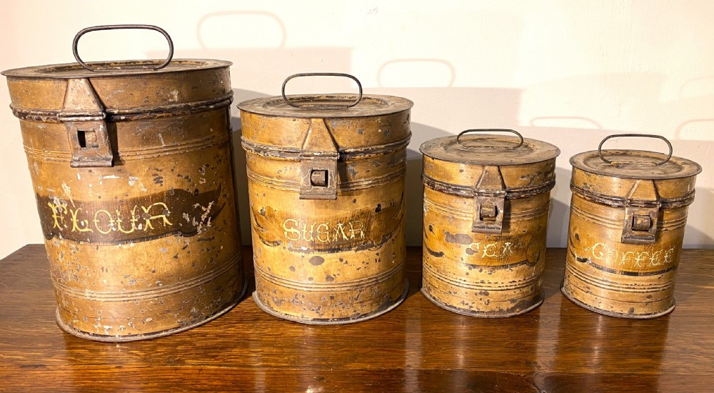 Antique Toleware Graduating Kitchen Tins