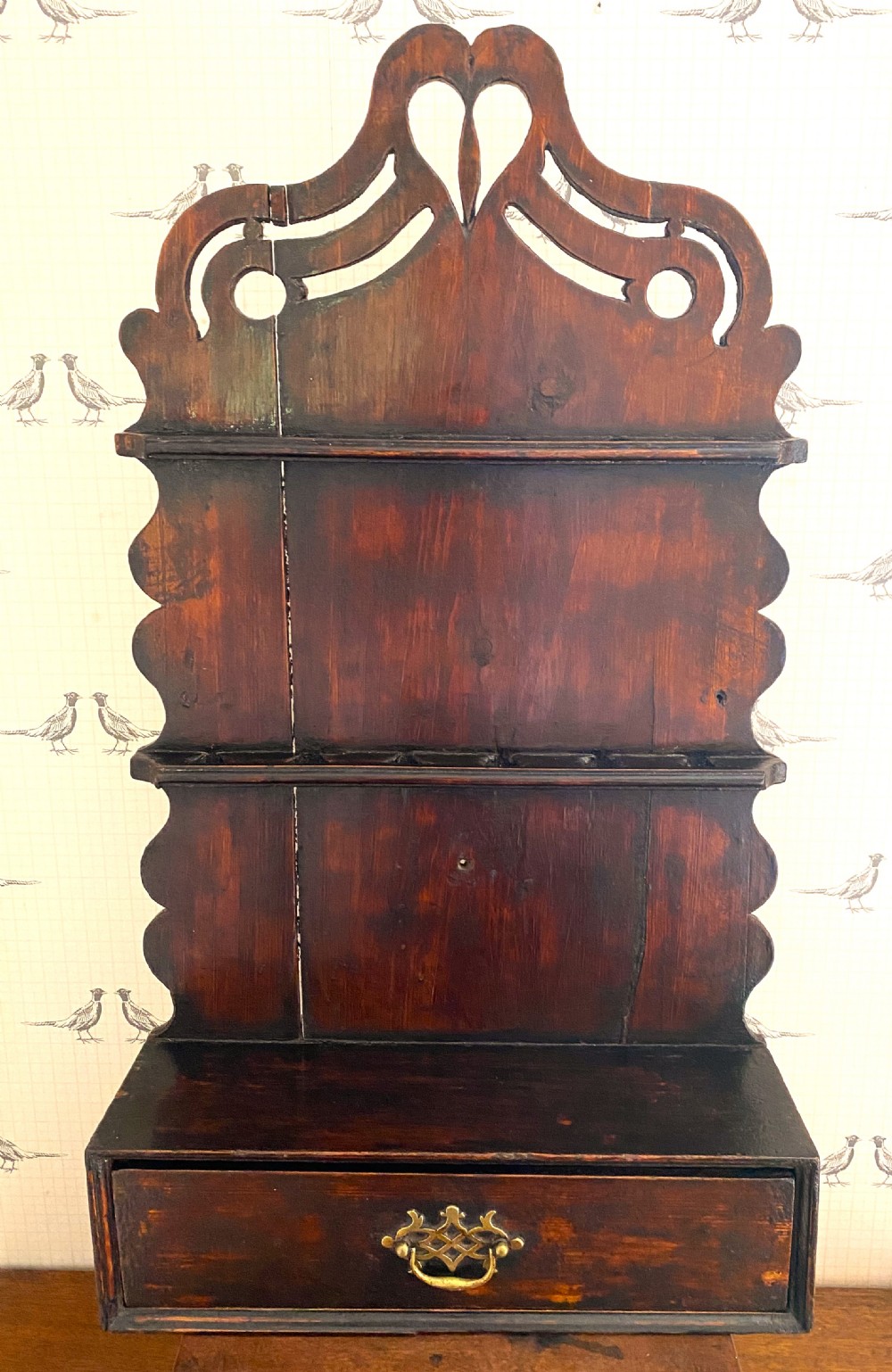 Large George III Stained Pine Spoon Rack