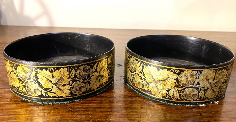 Good Pair Of Regency Papier Mache Bottle Coasters View II