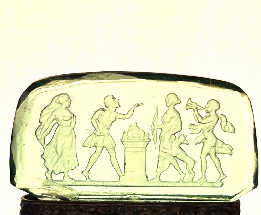 Rare Austrian Silver Plate & Intaglio Glass Menu Holders View VII