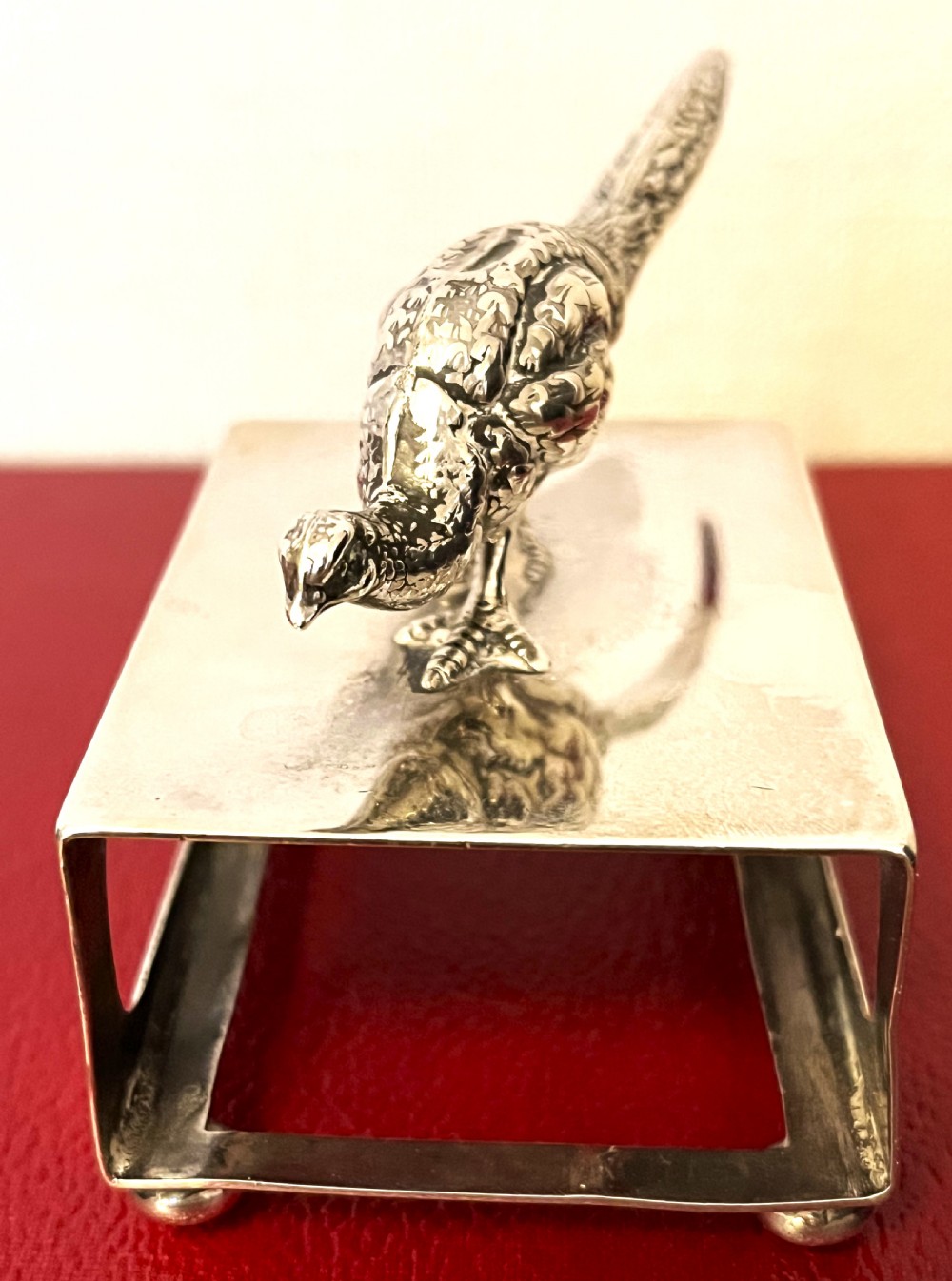 Fine Large Silver Pheasant Matchbox Holder View V