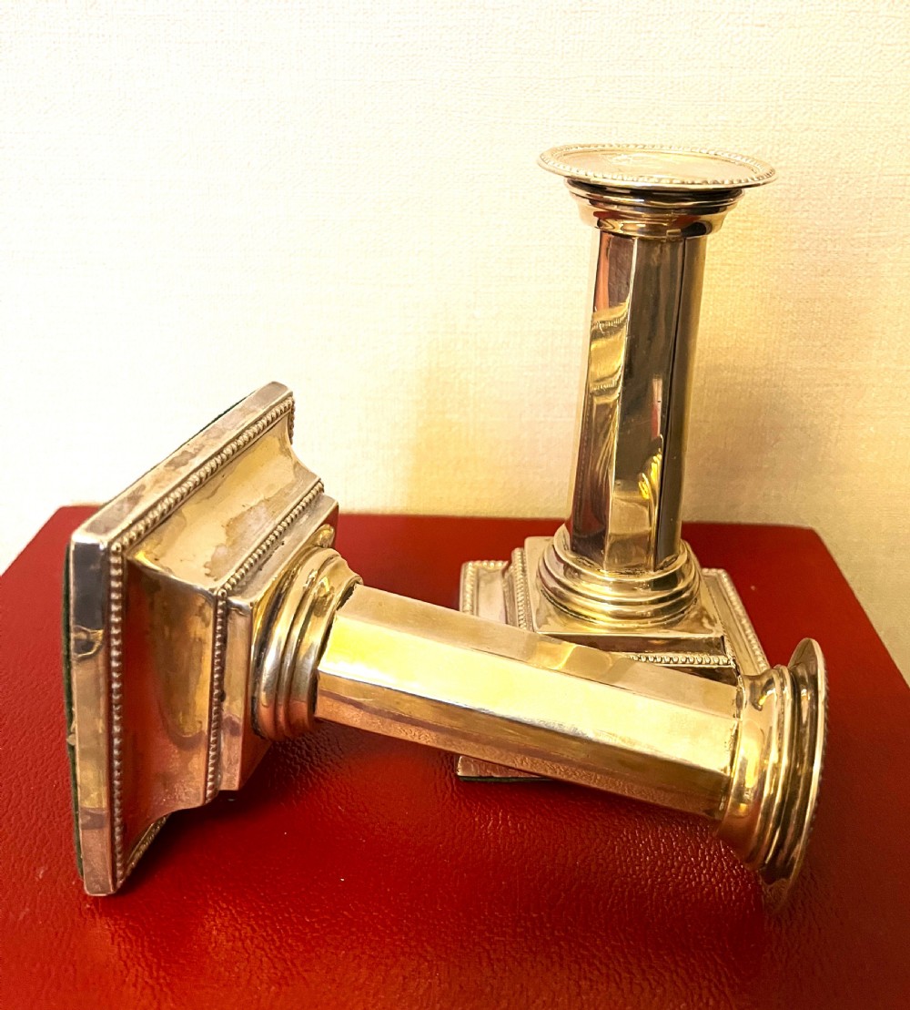 Fine Pair Of Silver Corinthian Column Candlesticks View III