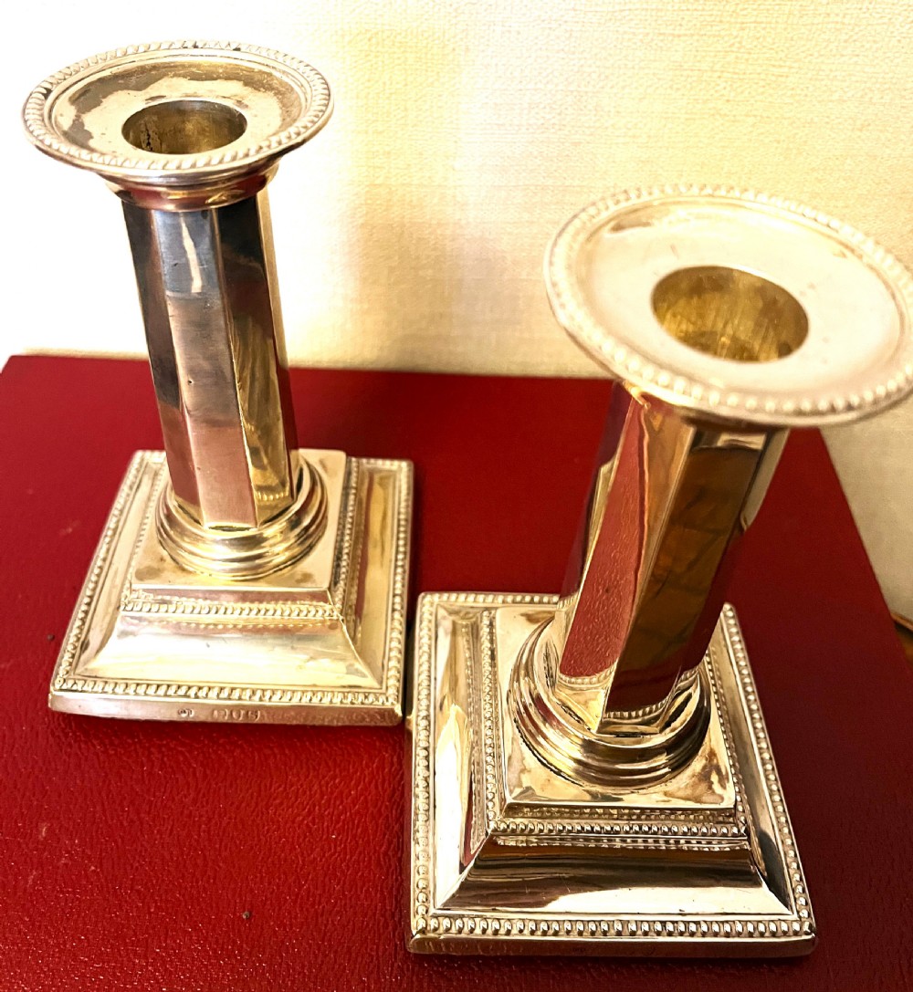 Fine Pair Of Silver Corinthian Column Candlesticks View V