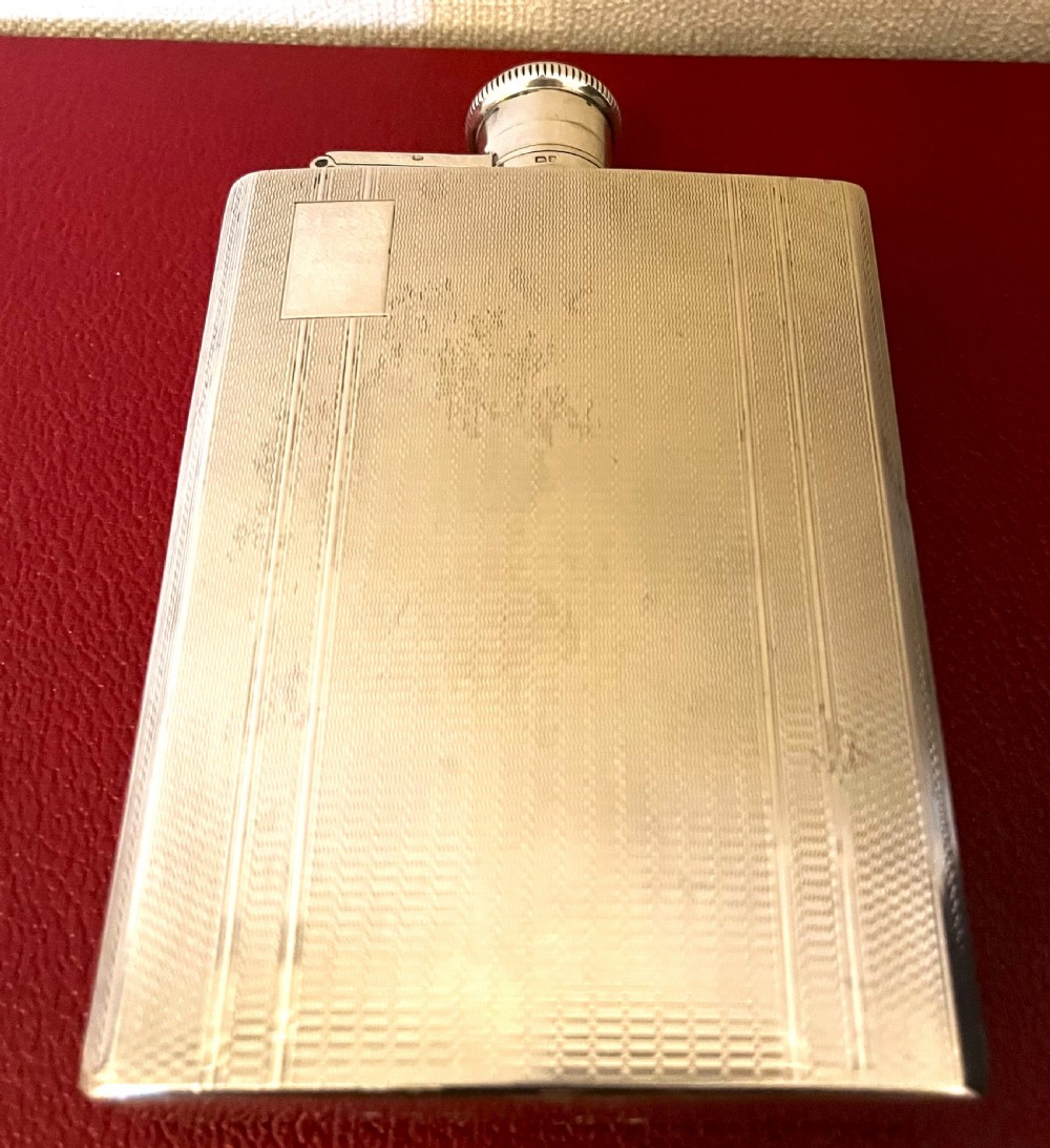 Fine Quality Large Silver Hip Flask View III