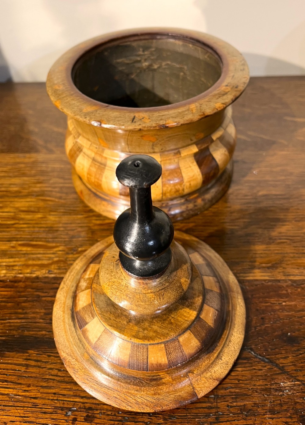 Fine Early Victorian Dutch Turned & Staved Treen Tobacco Jar View IV