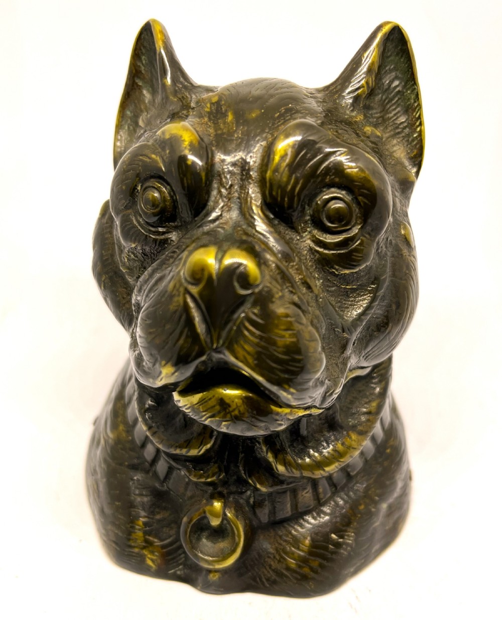 Lovely Quality Bronze Bulldog Inkwell