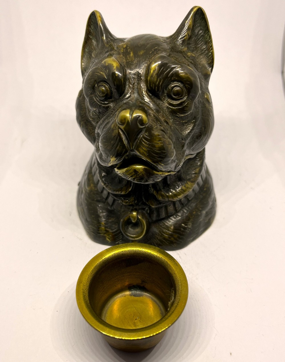 Lovely Quality Bronze Bulldog Inkwell View VI