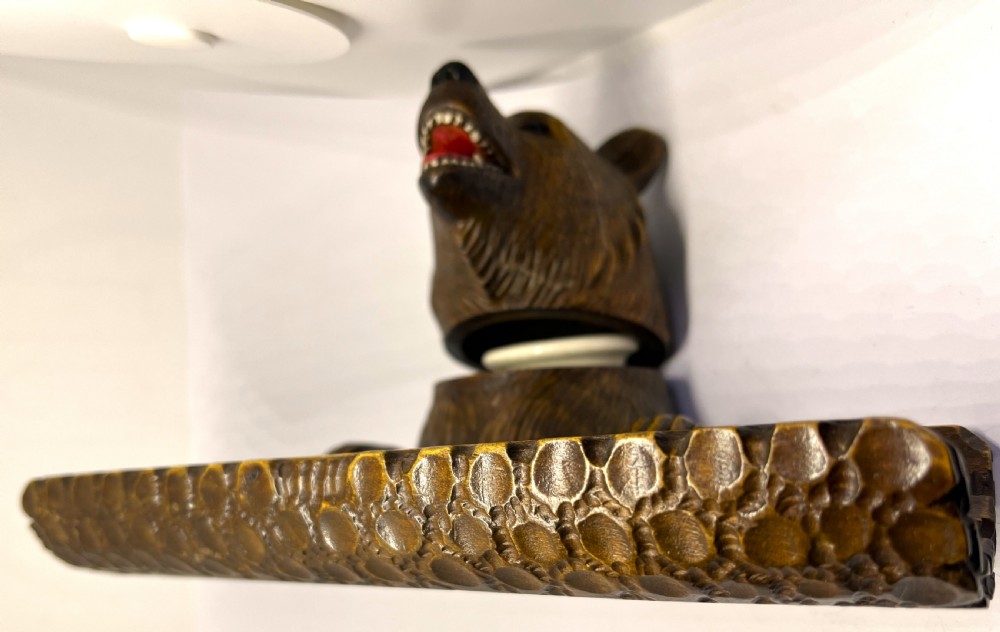 Black Forest Inkwell As A Bear With Log Pen Tray View VI