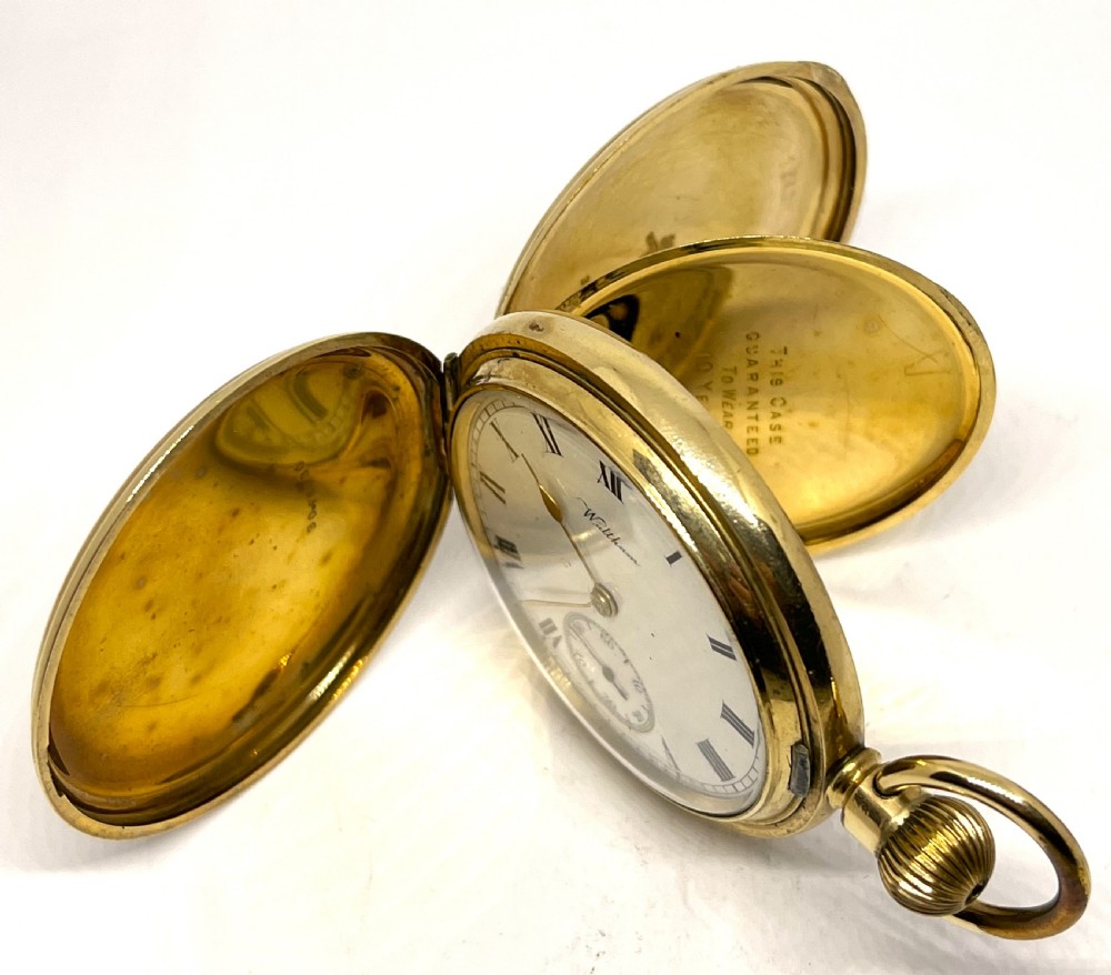 Gold Plated Waltham Full Hunter Pocket Watch View V