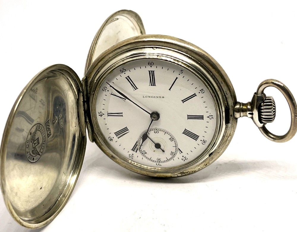 Longines Silver Full Hunter Pocket Watch