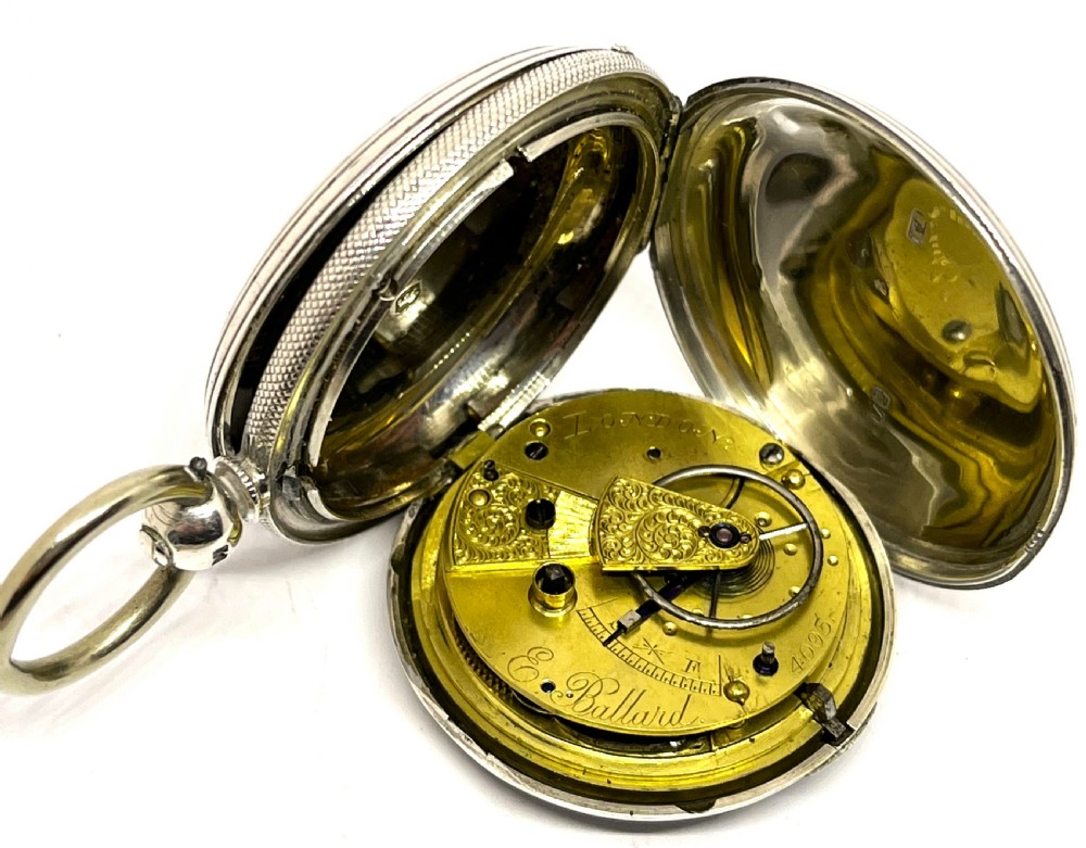 Silver E Ballard Full Hunter Pocket Watch View V