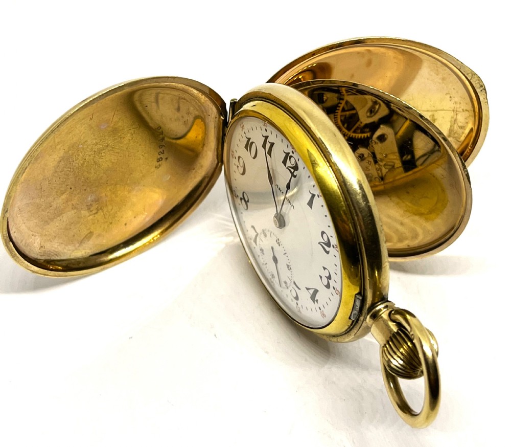 Gold Plated Arcadia Full Hunter Pocket Watch View VI