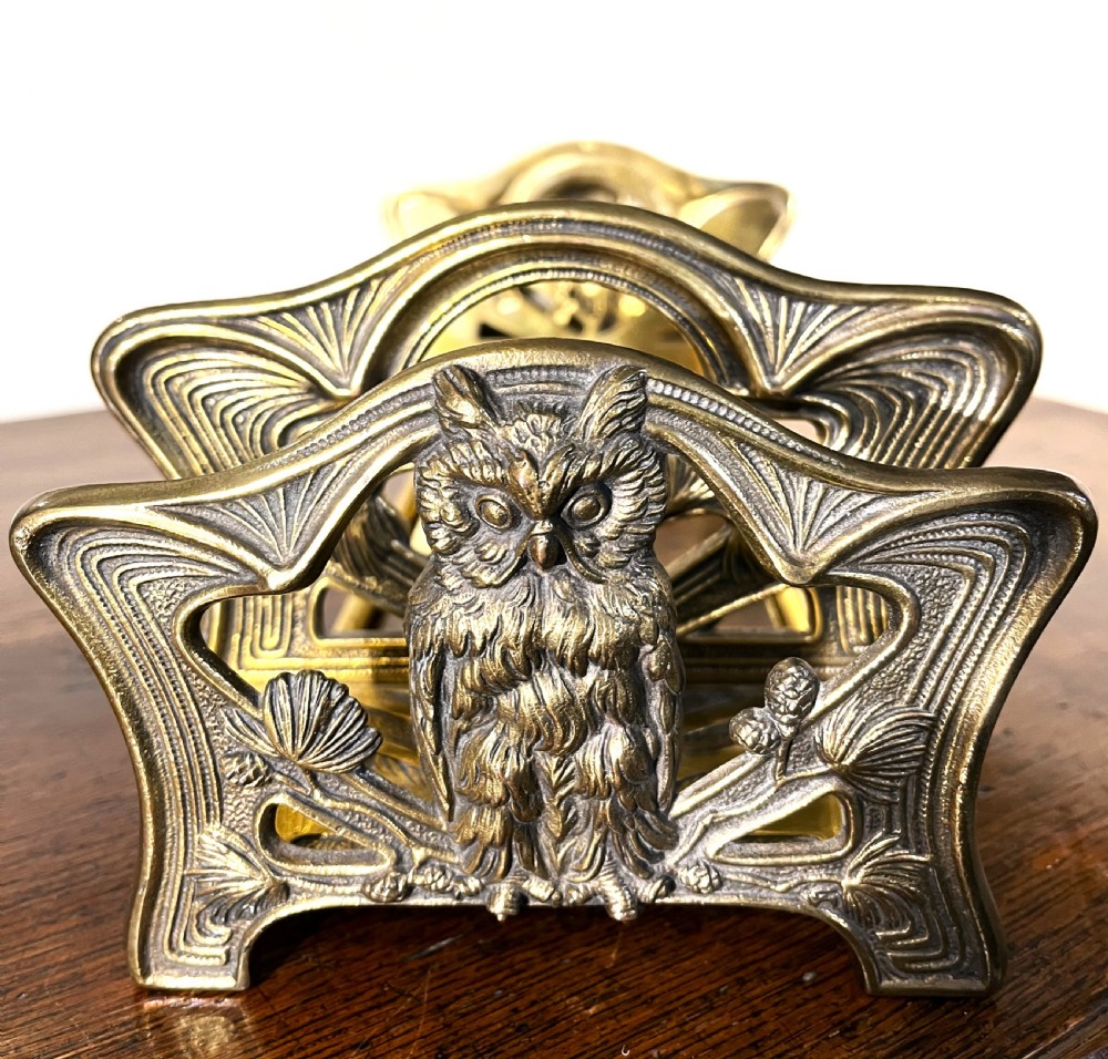 Quality Art Nouveau Brass Owl Book Slide