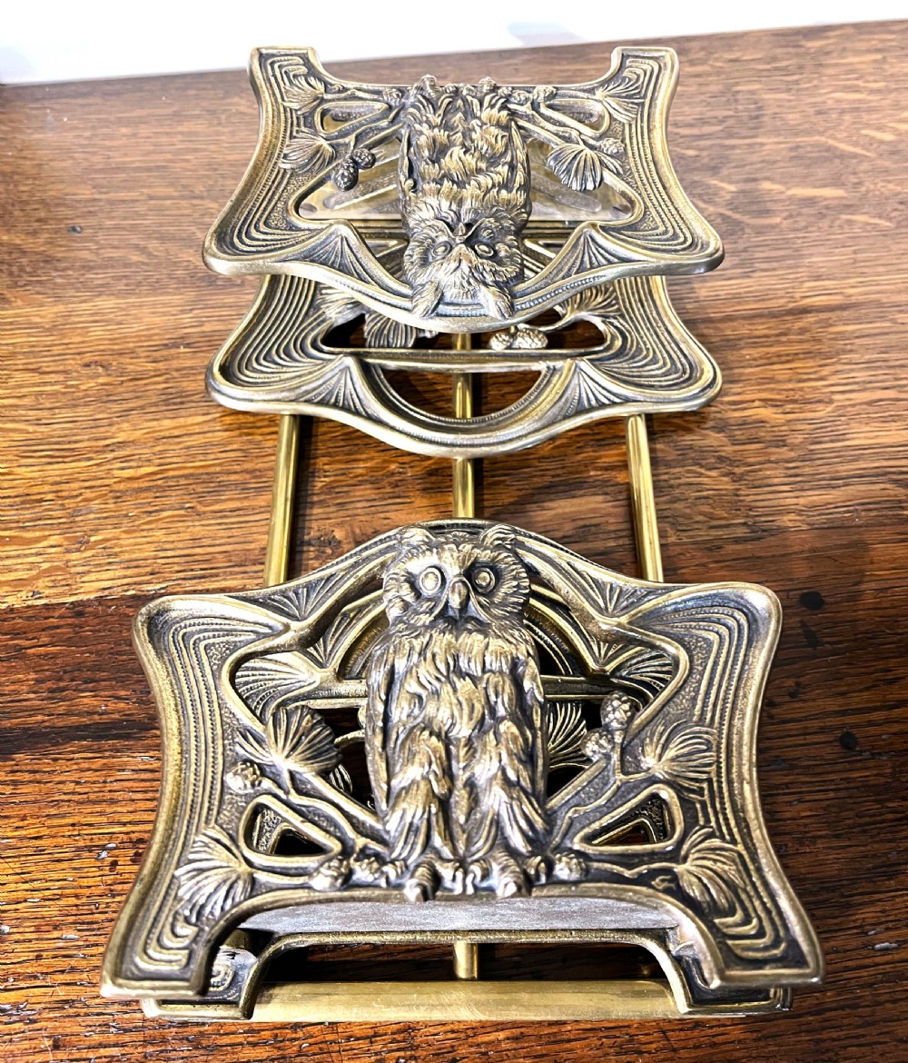 Quality Art Nouveau Brass Owl Book Slide View VII