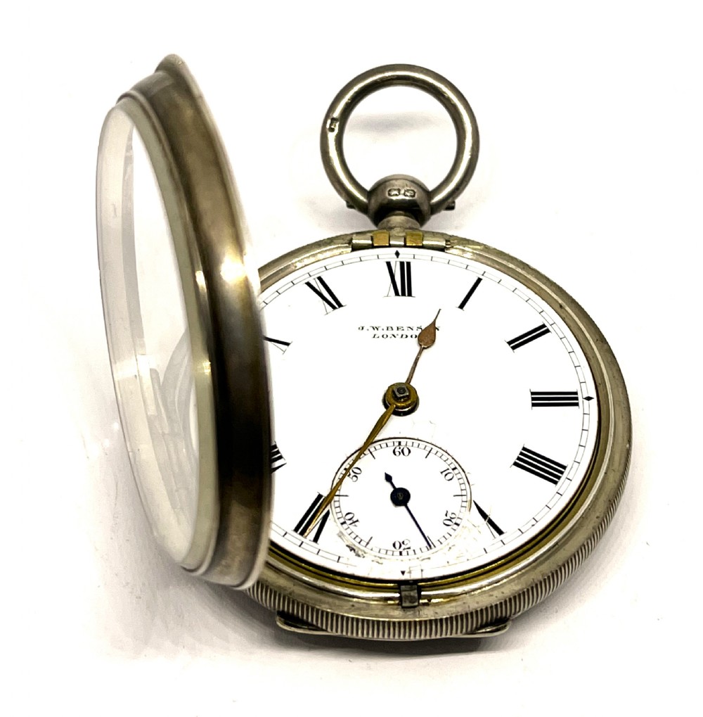 Antique J W Benson Chester Silver Pocket Watch