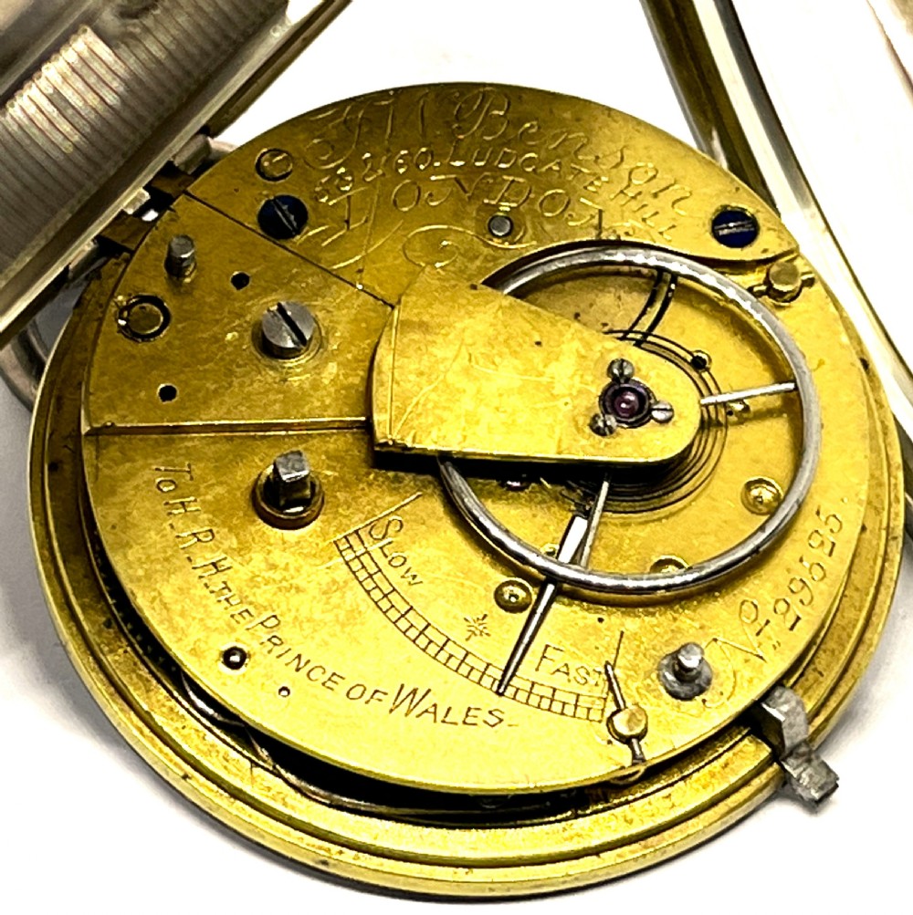 Antique J W Benson Chester Silver Pocket Watch View III