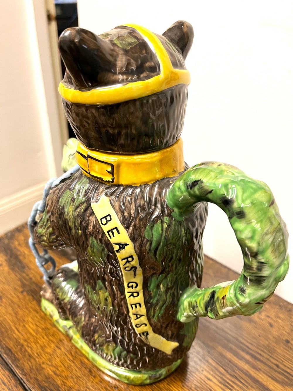 Bears Grease Majolica Advertising Jug View III