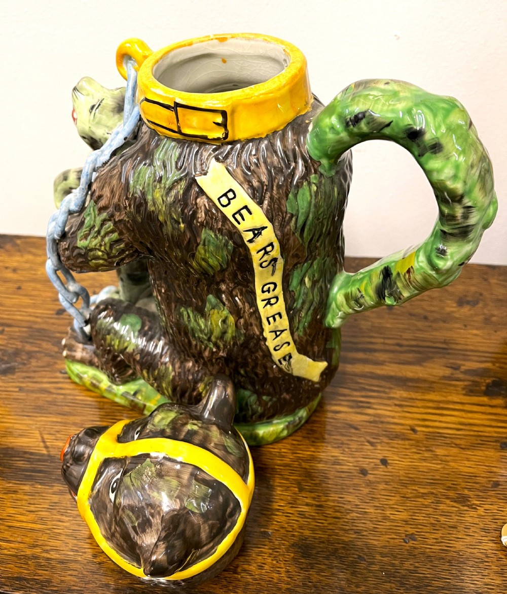 Bears Grease Majolica Advertising Jug View V