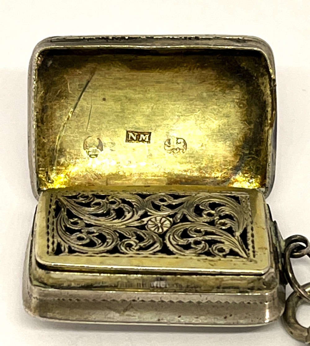 Nathaniel Mills Early Victorian Silver Vinaigrette View III