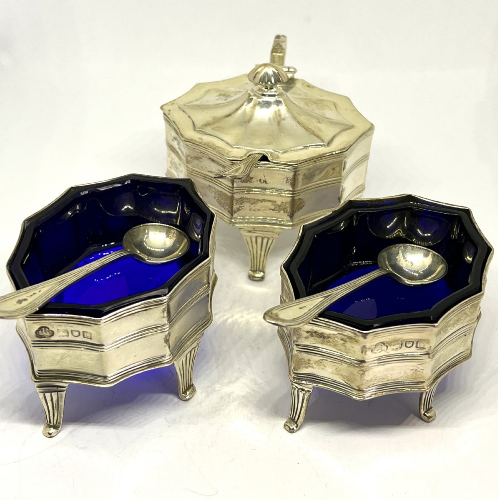 Fine Cased Three Piece Silver Condiment Set View III
