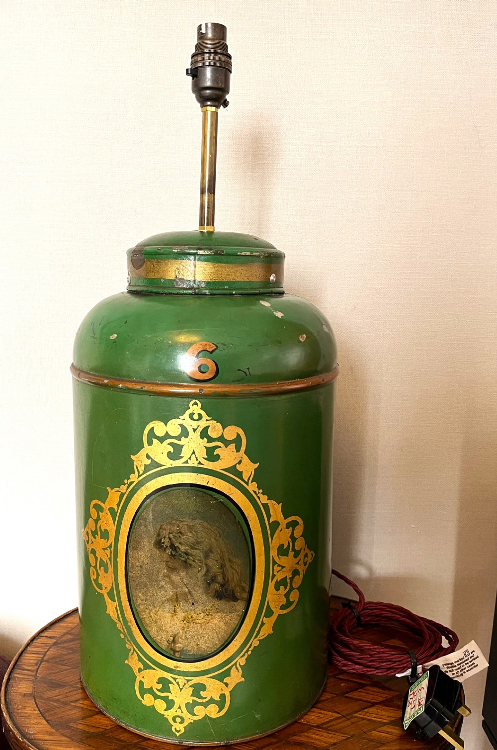 Victorian Toleware Tea Canister Table Lamp