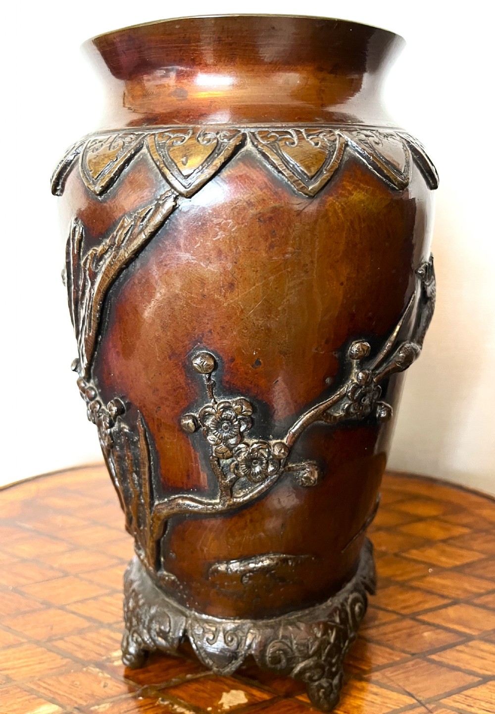 Fine Large Pair Of Japanese Meiji Period Bronze Vases View V