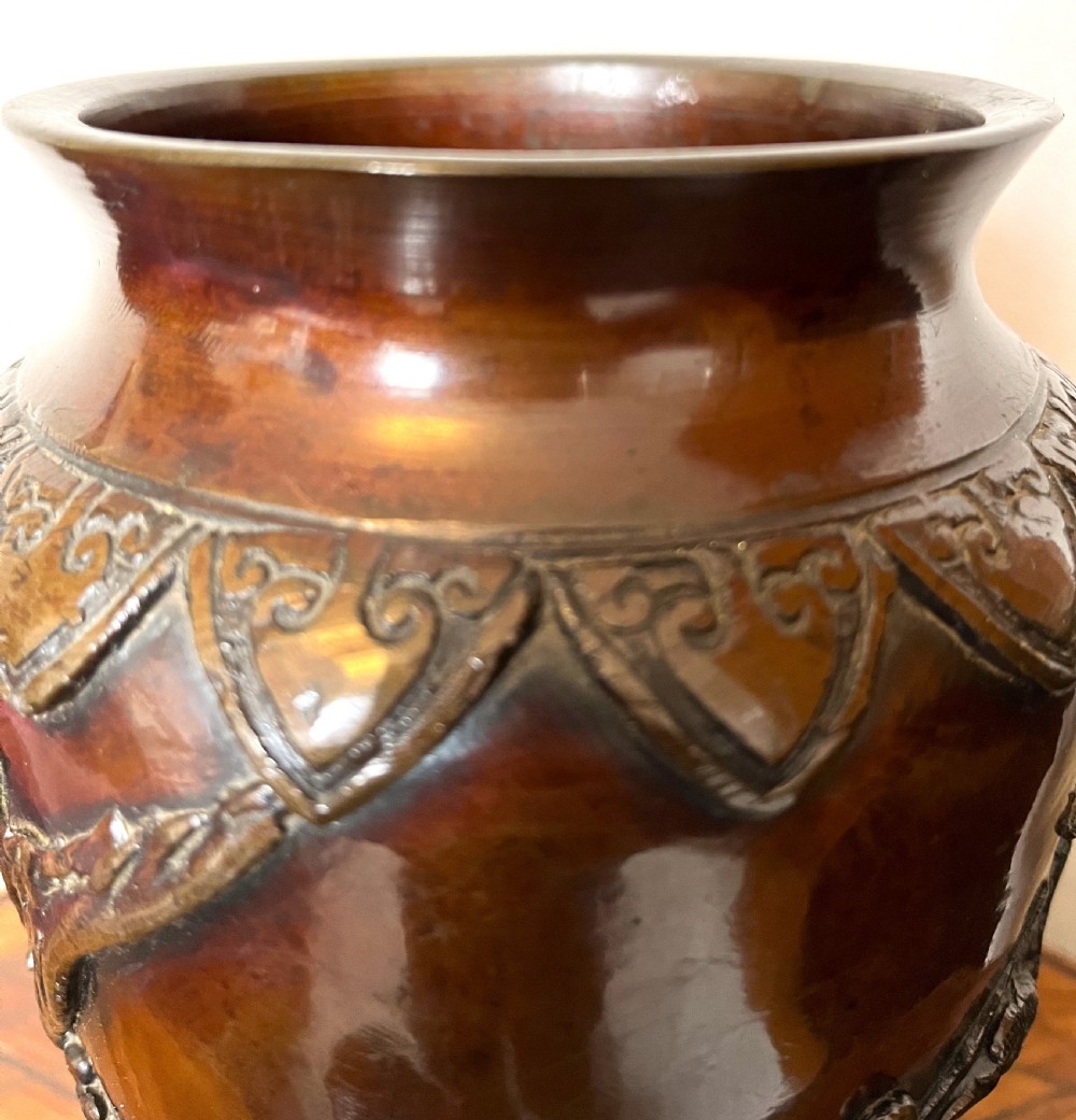 Fine Large Pair Of Japanese Meiji Period Bronze Vases View VI