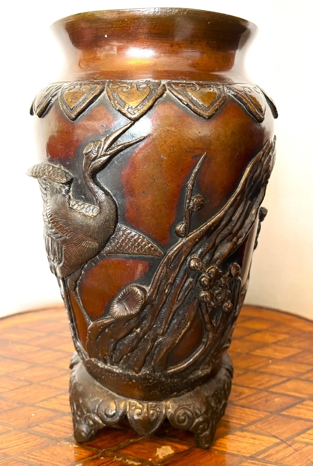 Fine Large Pair Of Japanese Meiji Period Bronze Vases View VII