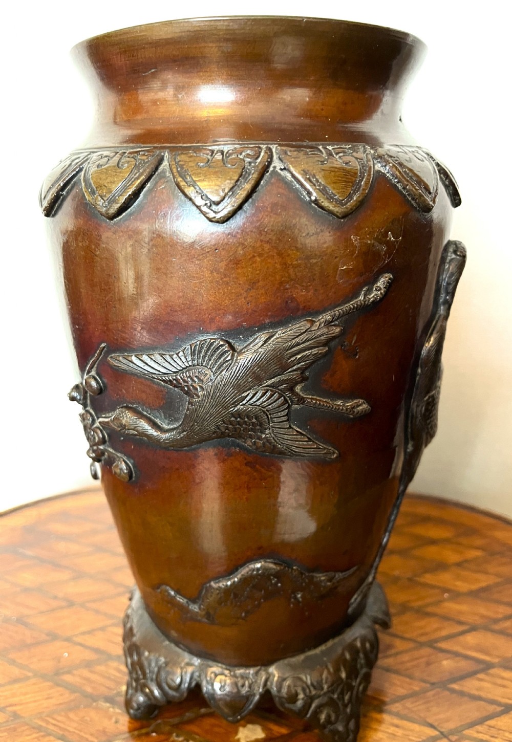 Fine Large Pair Of Japanese Meiji Period Bronze Vases View IX