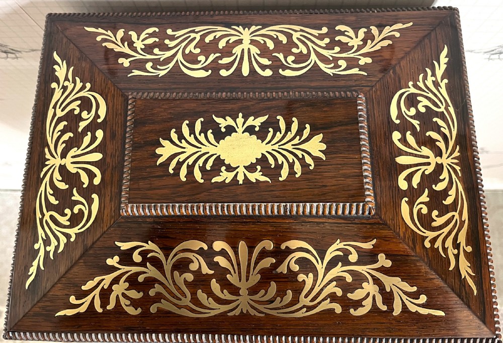 Regency Brass Inlaid Rosewood Sewing Box View III