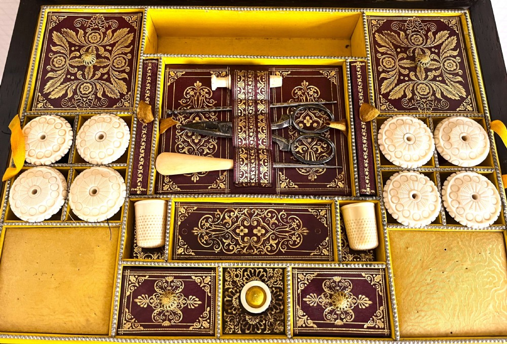 Regency Brass Inlaid Rosewood Sewing Box View V