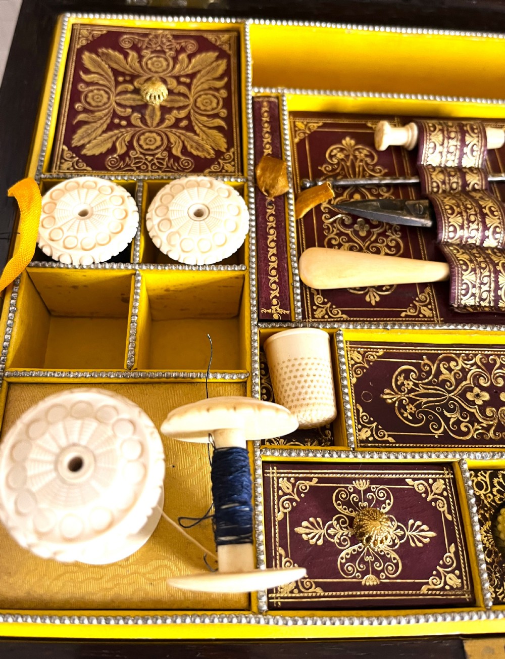 Regency Brass Inlaid Rosewood Sewing Box View VII