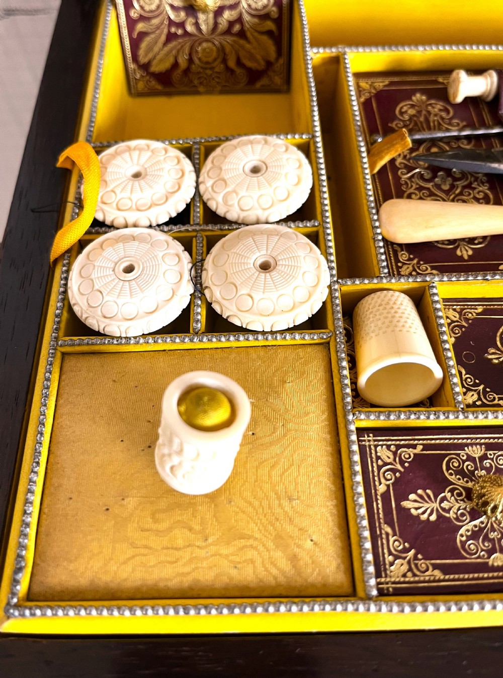 Regency Brass Inlaid Rosewood Sewing Box View X
