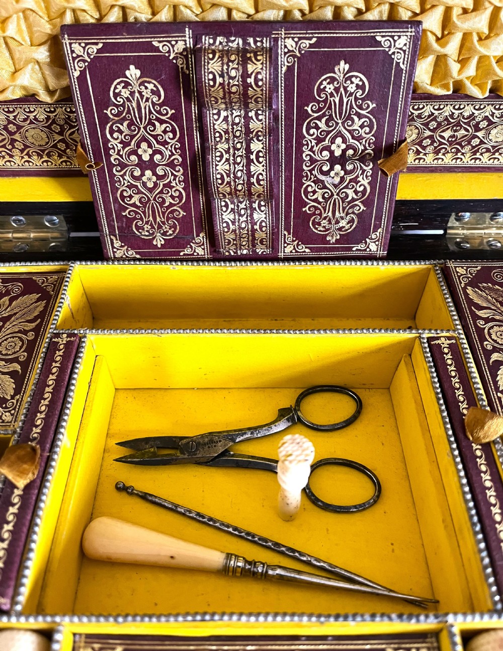 Regency Brass Inlaid Rosewood Sewing Box View XI
