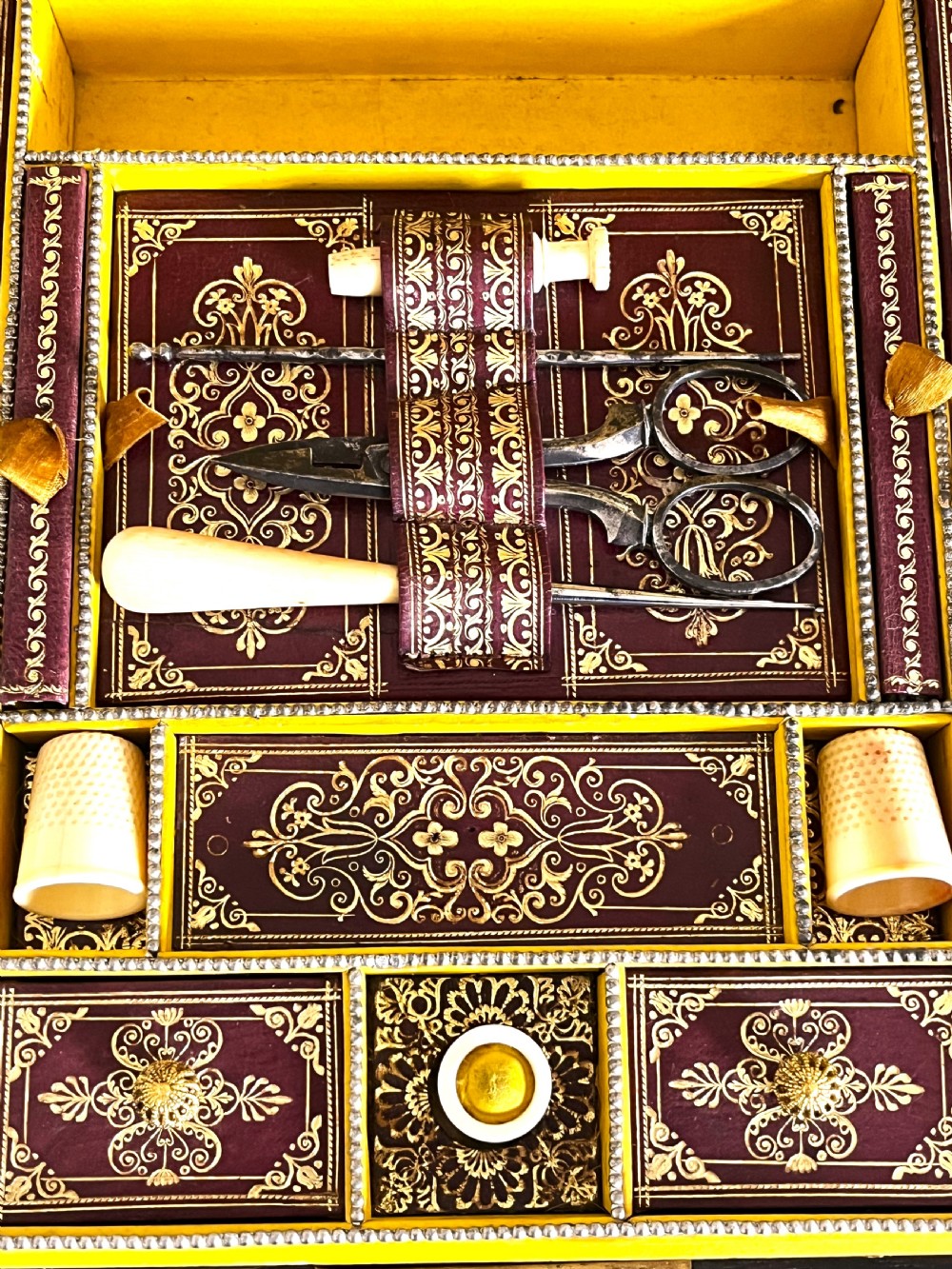 Regency Brass Inlaid Rosewood Sewing Box View XII