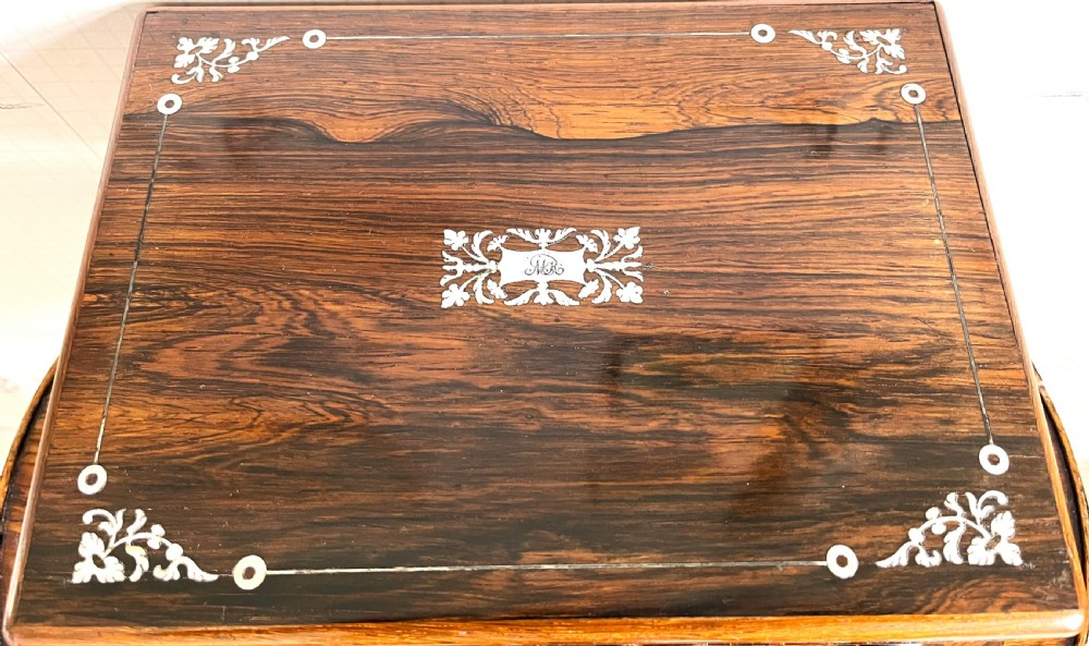 Rosewood & Mother Of Pearl Sewing Box View III