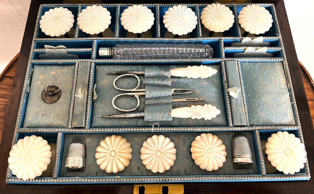Rosewood & Mother Of Pearl Sewing Box View VI