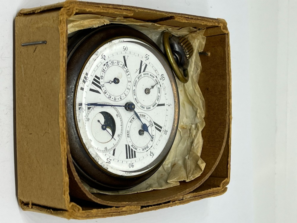 Rare Complete Calendar Moon Phase Jumbo Pocket Watch View II