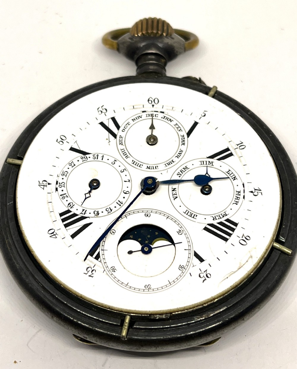 Rare Complete Calendar Moon Phase Jumbo Pocket Watch View IV
