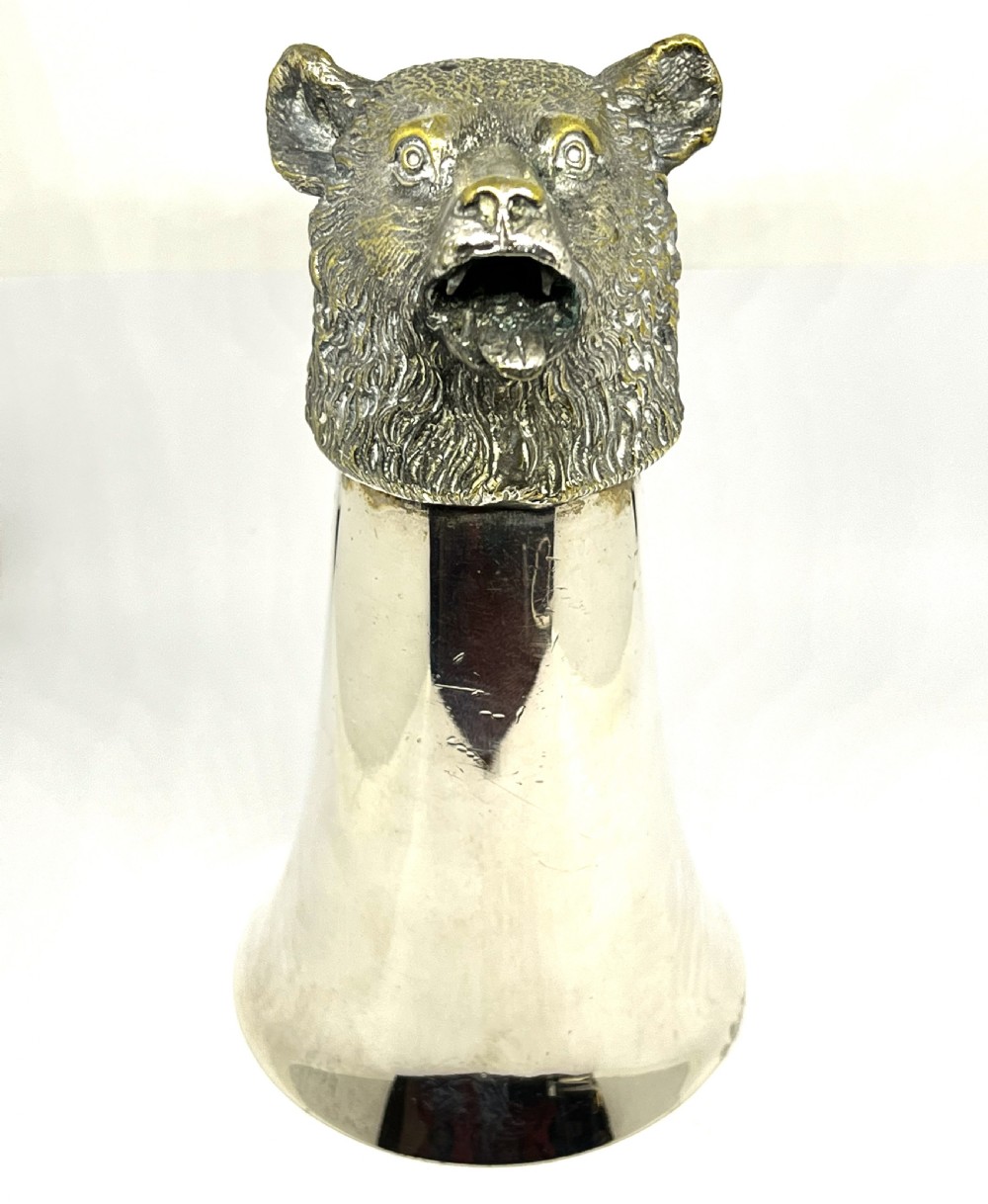 Superb Silver Plated Stirrup Cup As A Bear
