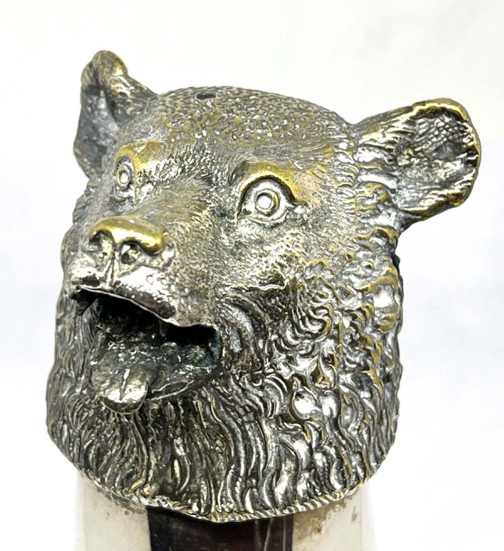 Superb Silver Plated Stirrup Cup As A Bear View II