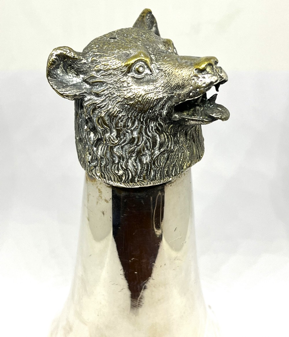 Superb Silver Plated Stirrup Cup As A Bear View III