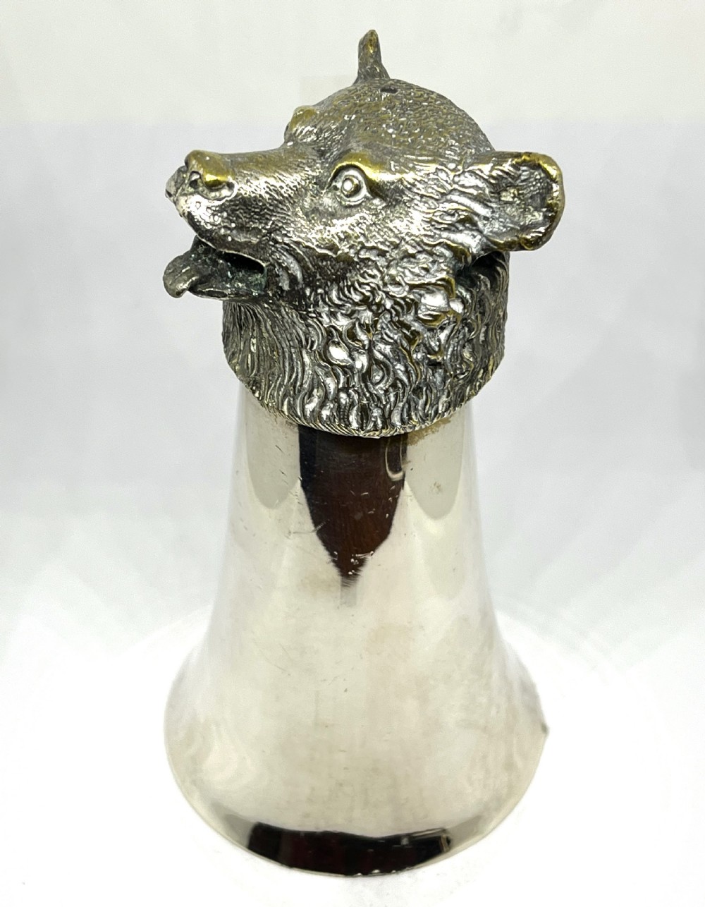 Superb Silver Plated Stirrup Cup As A Bear View V