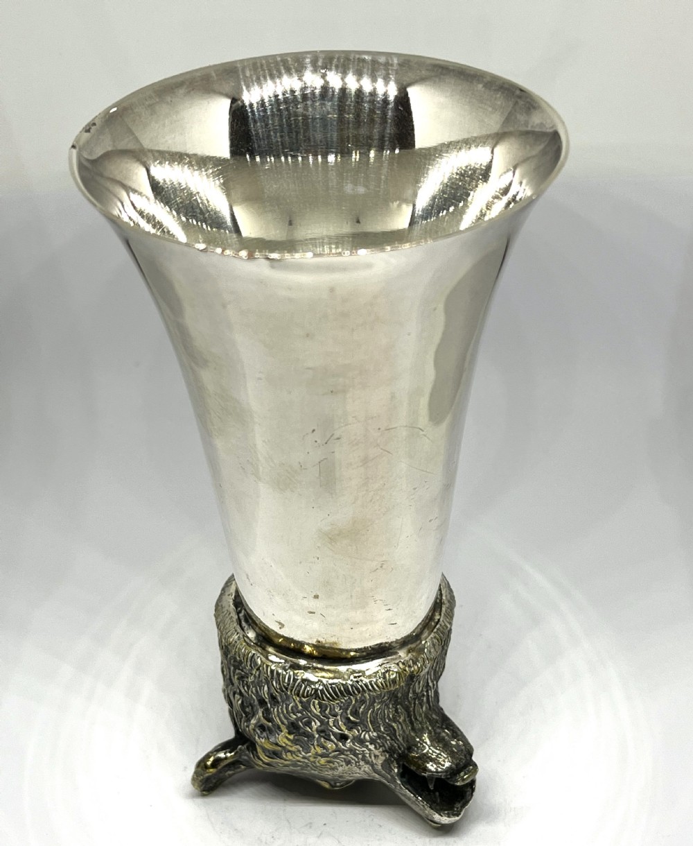 Superb Silver Plated Stirrup Cup As A Bear View VII