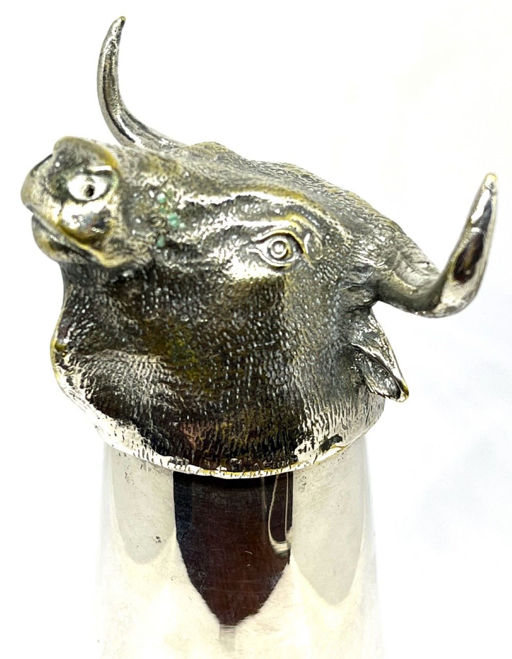 Superb Silver Plated Stirrup Cup As A Bull View III
