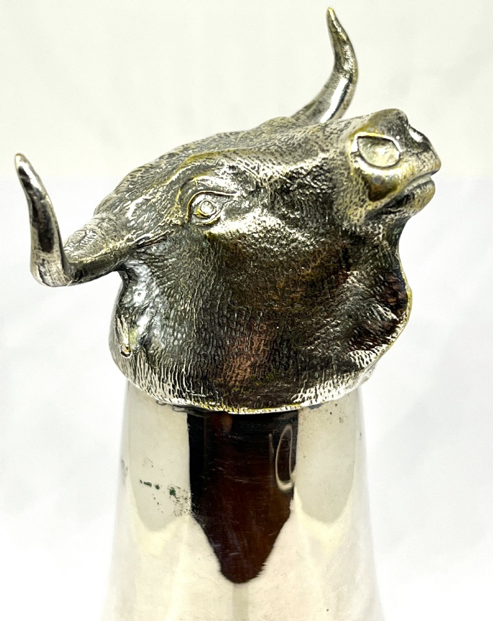 Superb Silver Plated Stirrup Cup As A Bull View IV