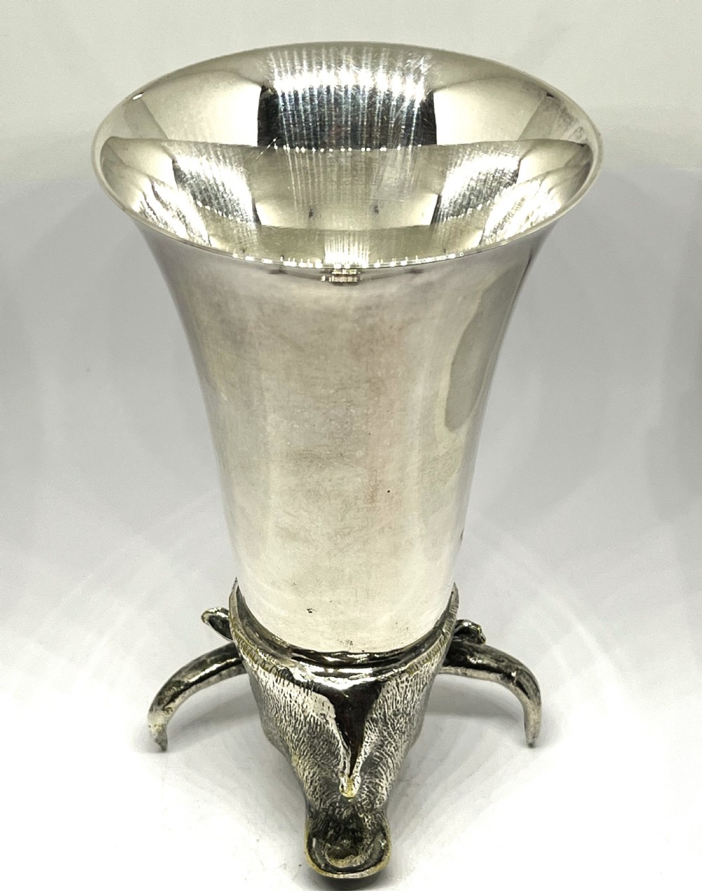 Superb Silver Plated Stirrup Cup As A Bull View VI