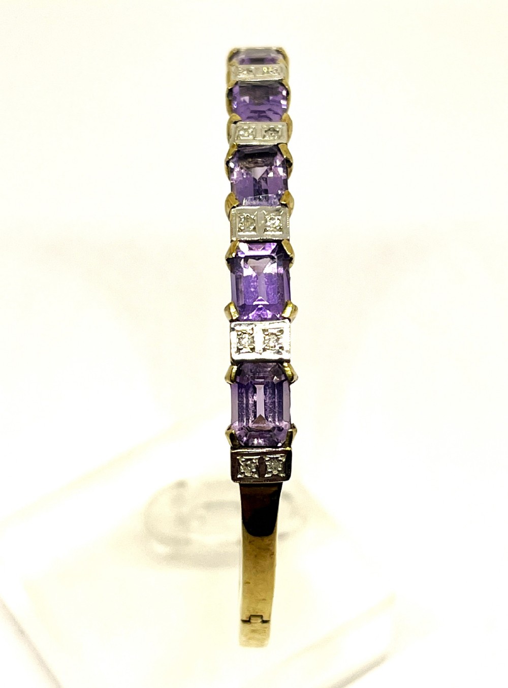 9ct Gold Diamond & Amethyst Bangle View II