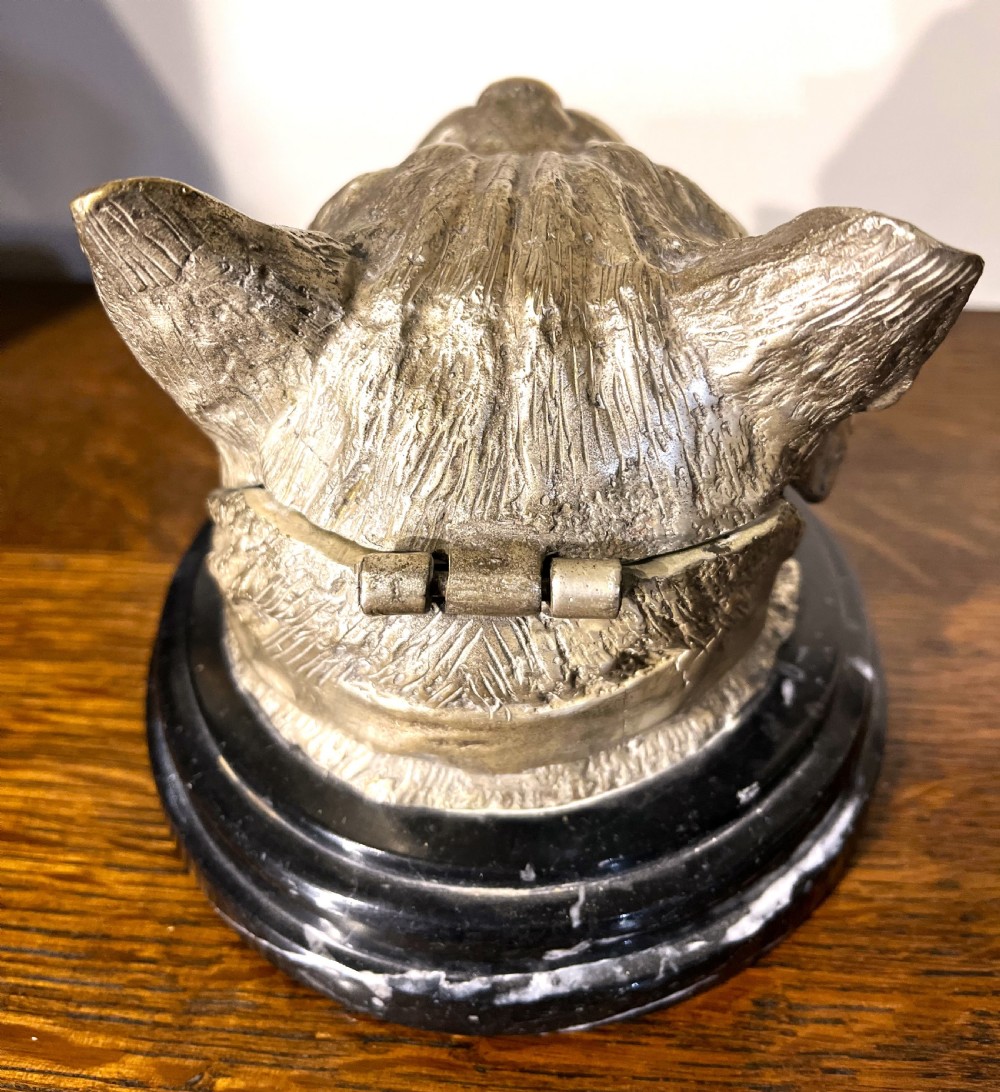 Large Austrian Gilt Bronze Cat Inkwell View VI