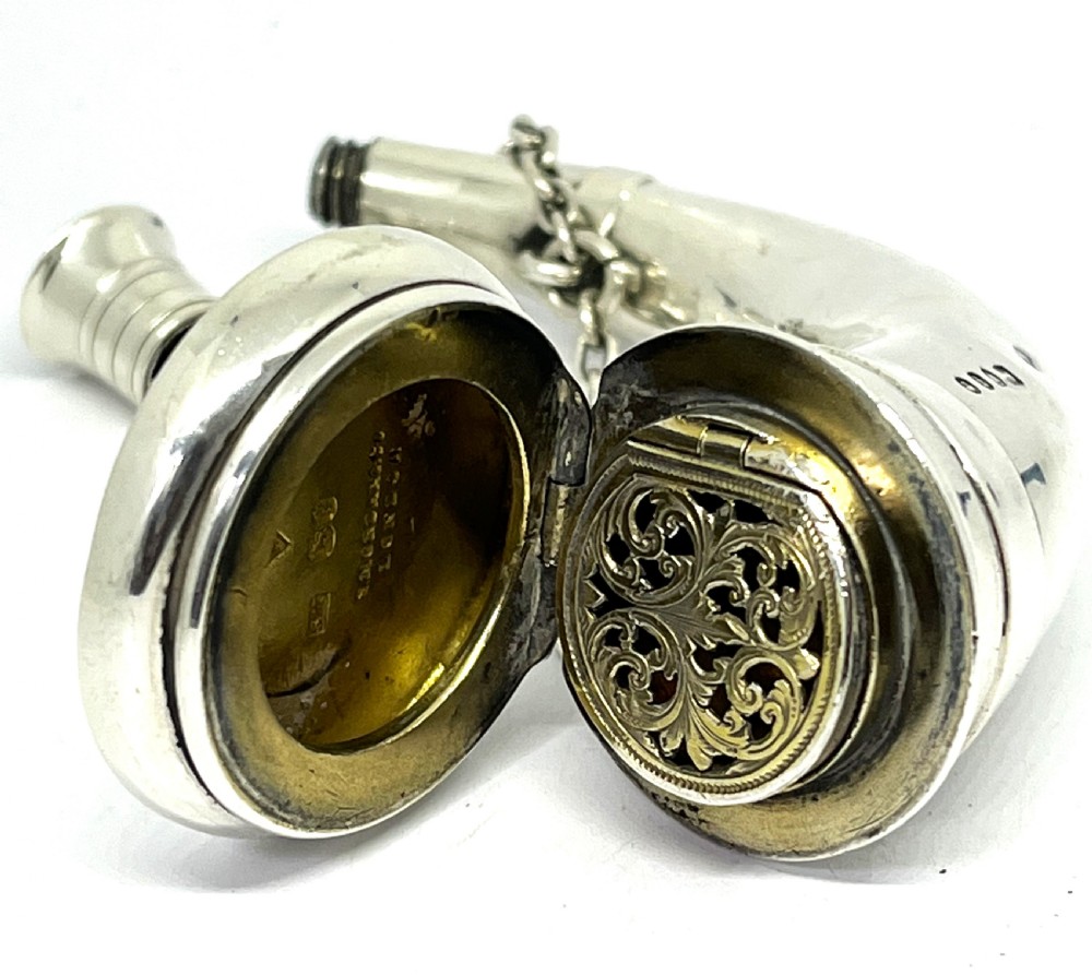 Silver Hunting Horn Vinaigrette & Perfume Bottle by Sampson Mordan View IV